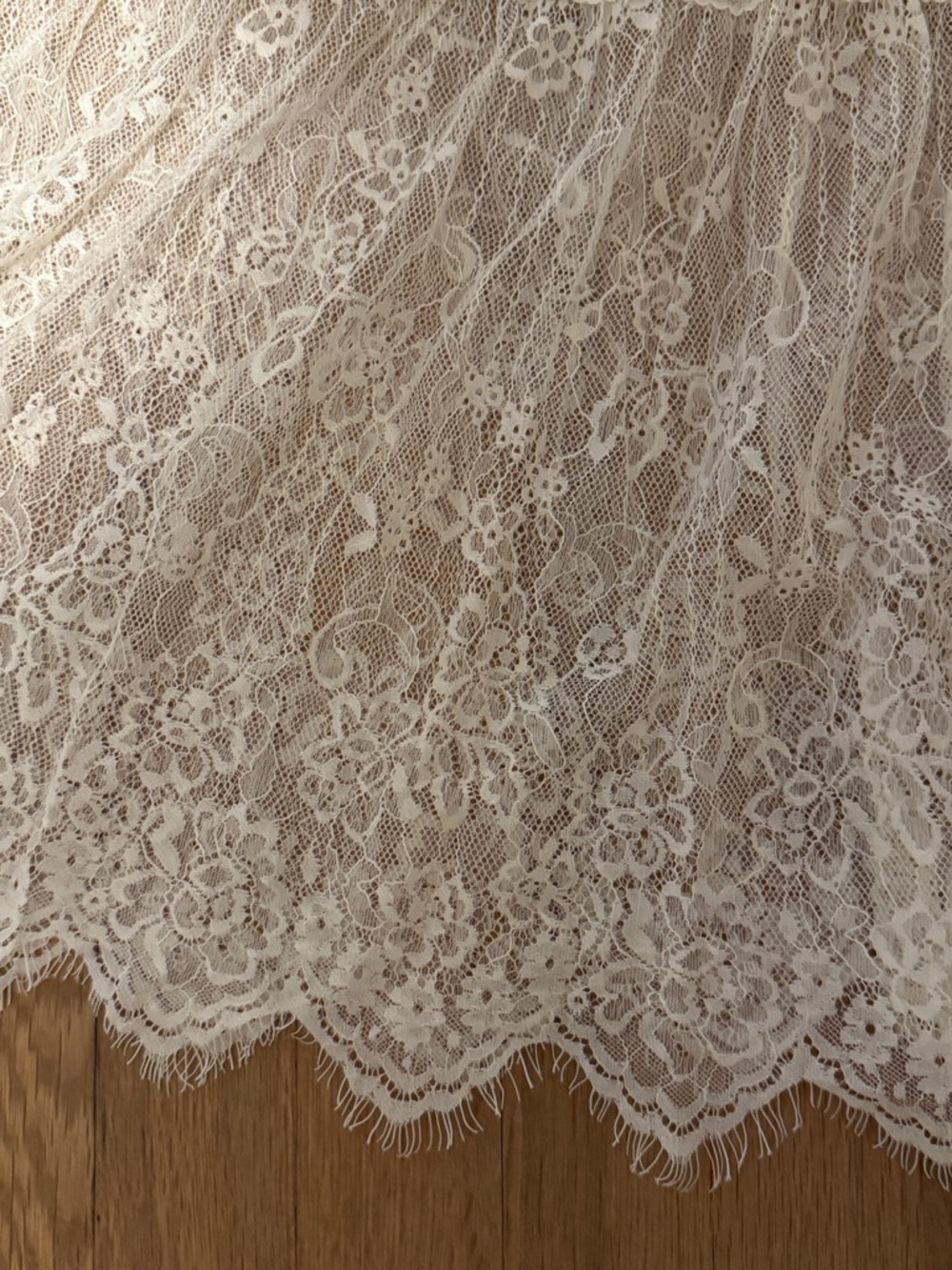 Cream Lace Tiered Maxi Skirt with Scalloped Hem - Picture 3 of 7
